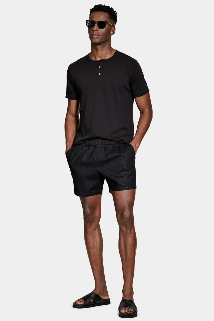 Bermuda Algodão Com Elastico Rústica Preto