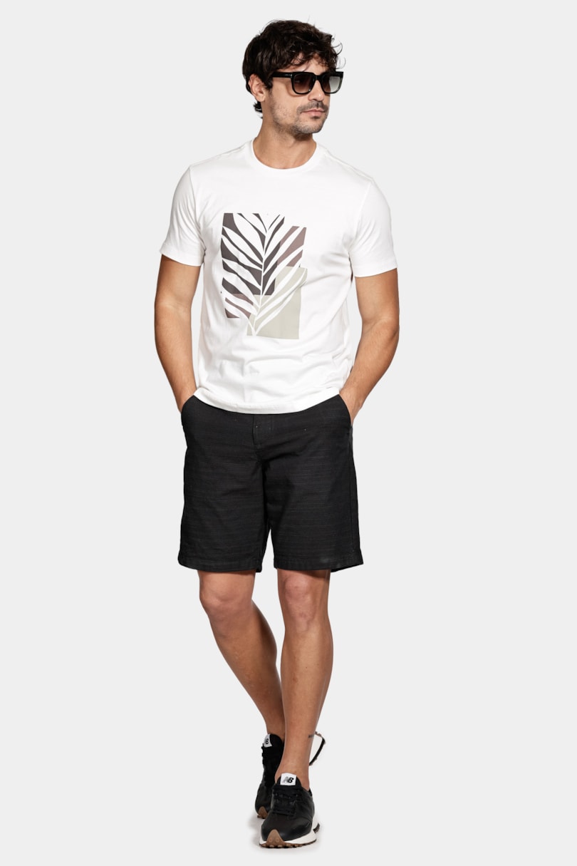 Bermuda Chino Algodão Flamê Preto