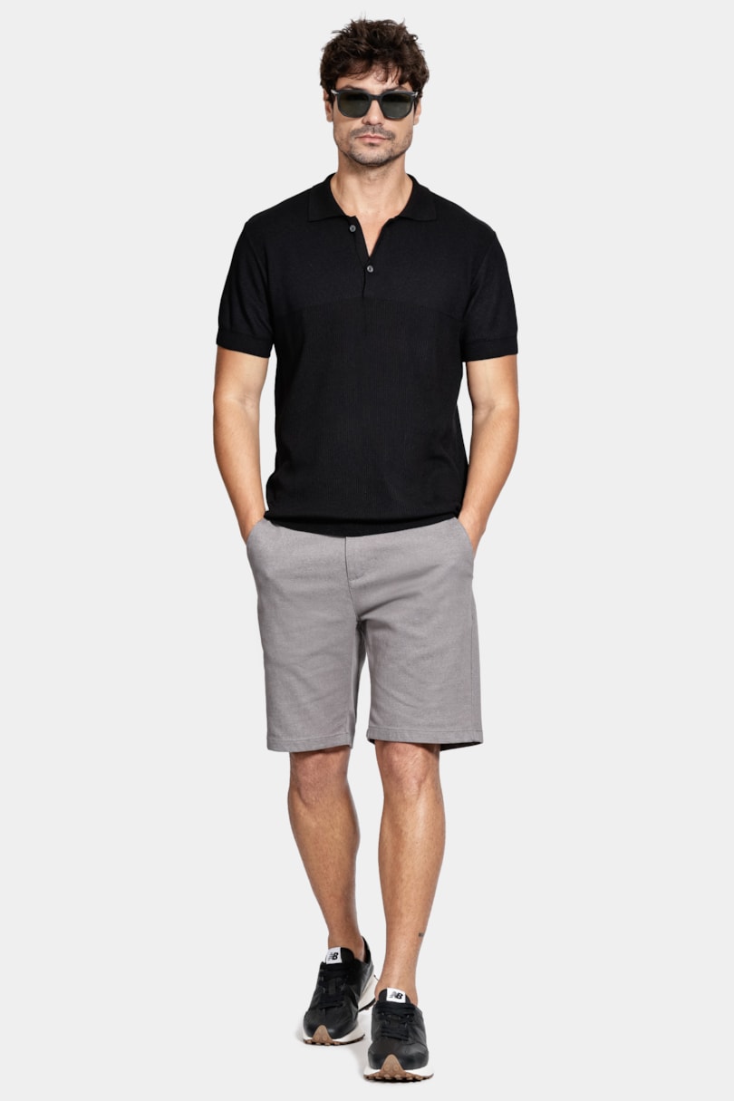Bermuda Chino Algodão Moline Chumbo