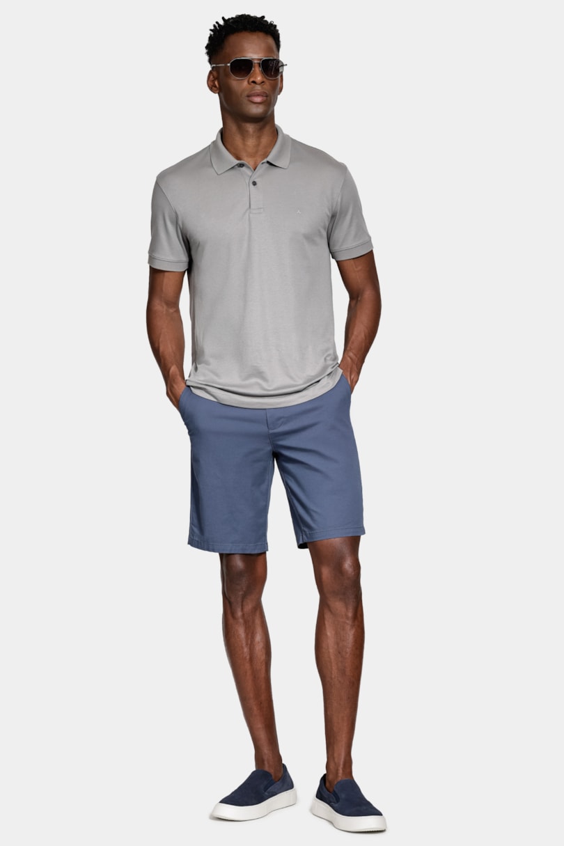 Bermuda Chino Casual em Sarja Azul Indigo