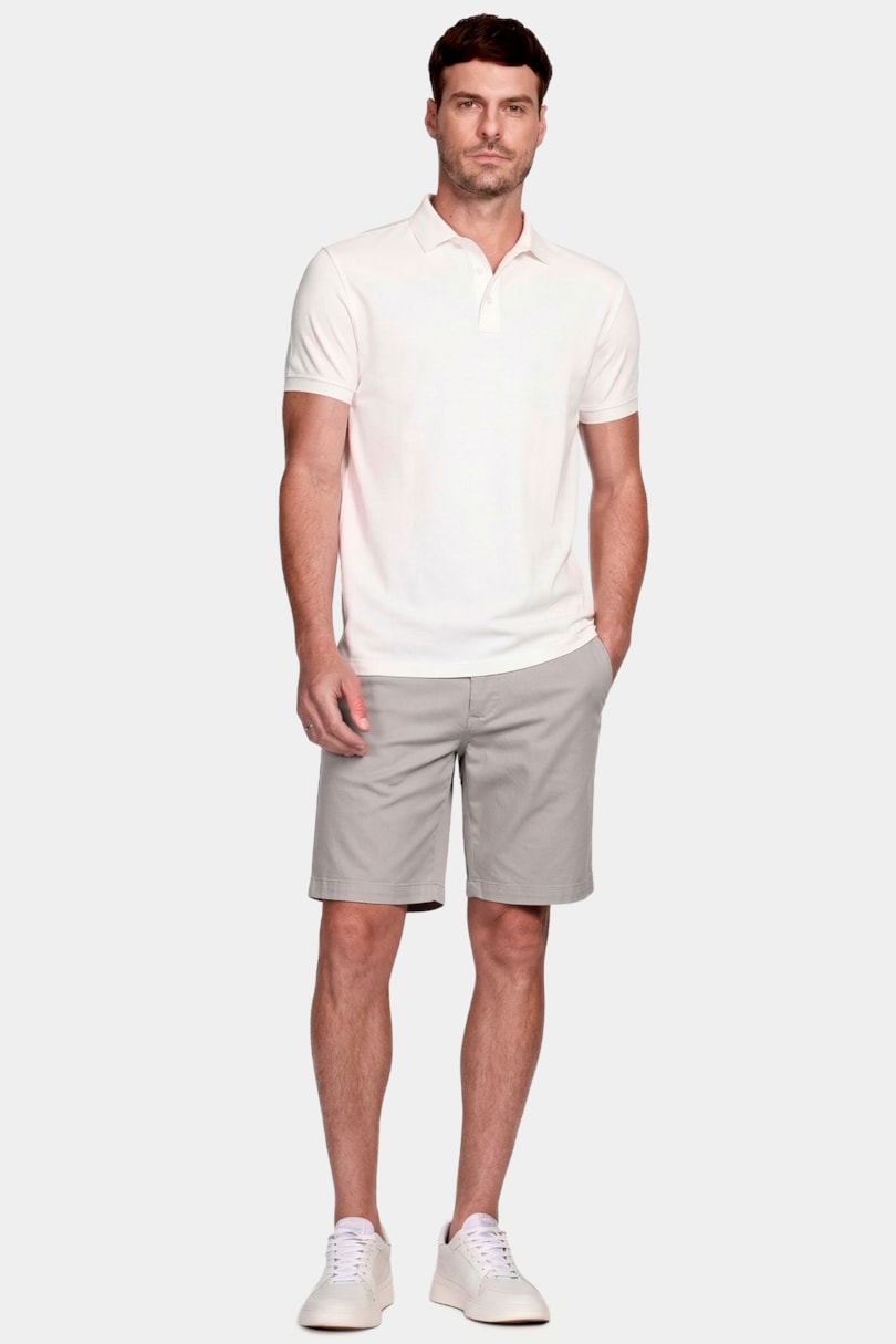 Bermuda Chino Casual em Sarja Cinza