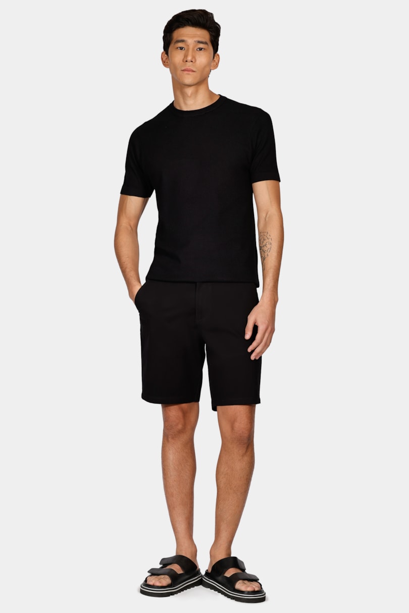 Bermuda Chino Casual em Sarja Preto