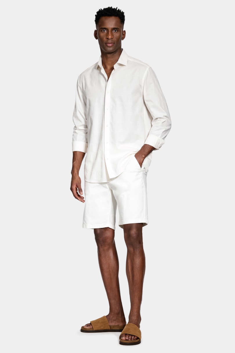 Bermuda Chino Clássica Canvas Off White