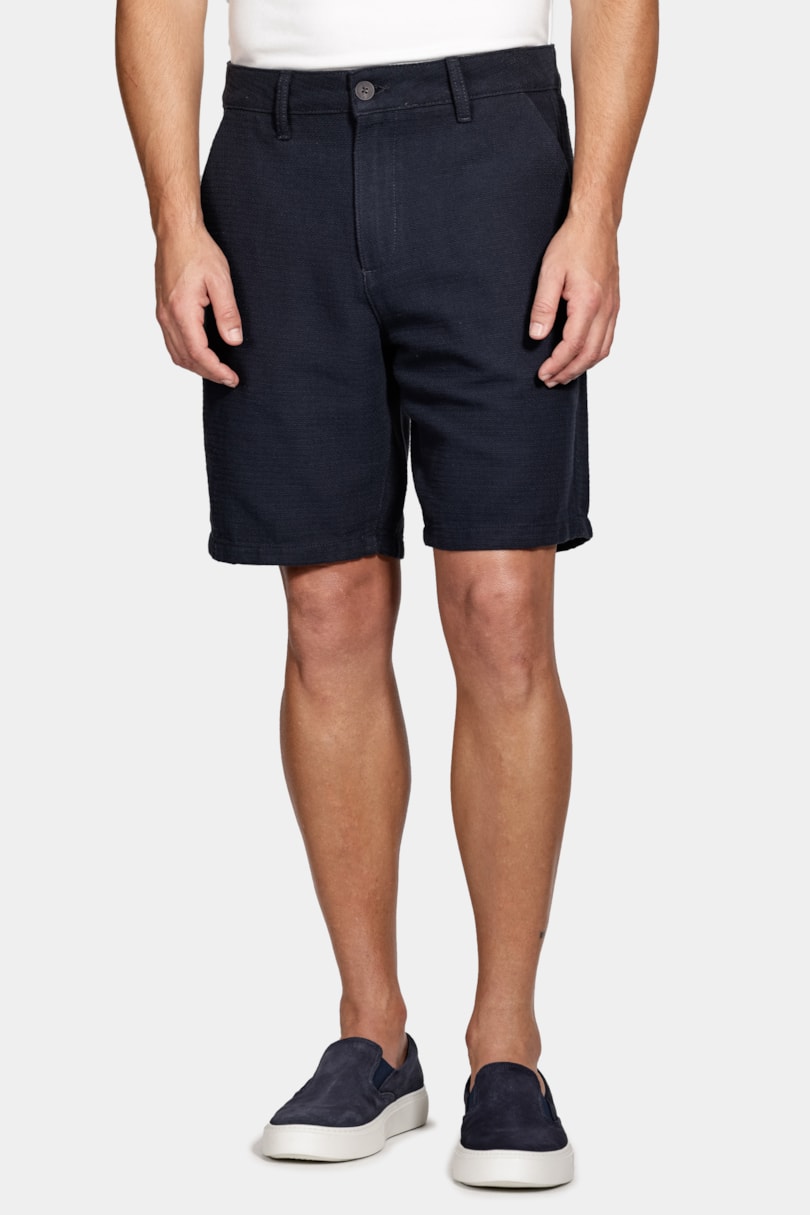 Bermuda Chino Classica Maquinetada Marinho