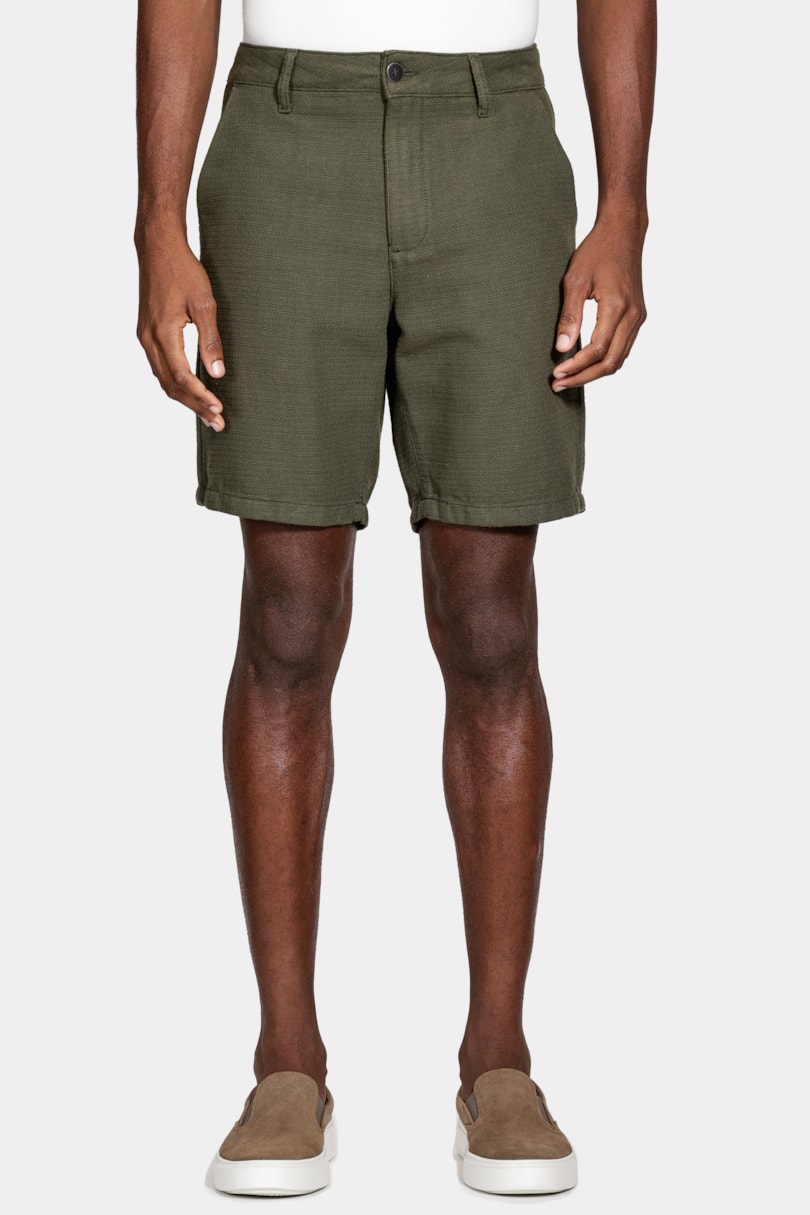 Bermuda Chino Classica Maquinetada Verde Musgo