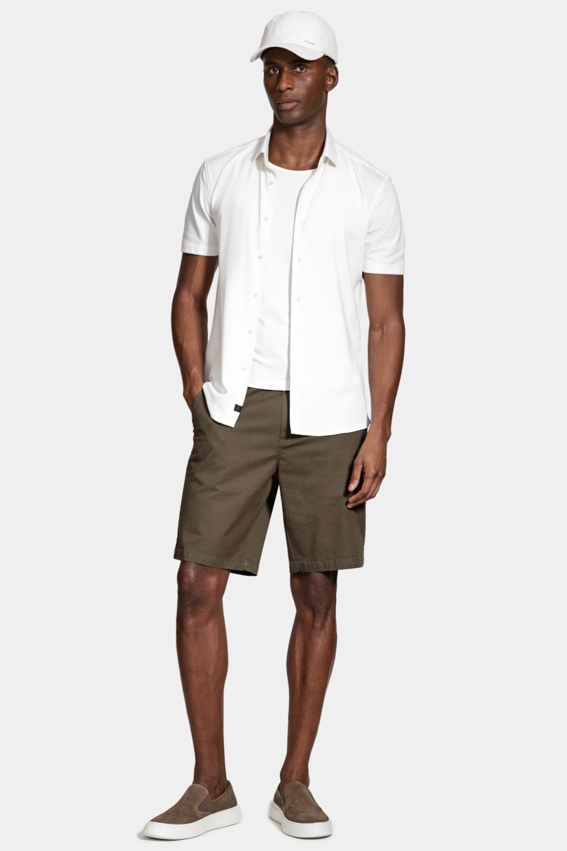 Bermuda Chino Clássica Mini Print Verde Militar
