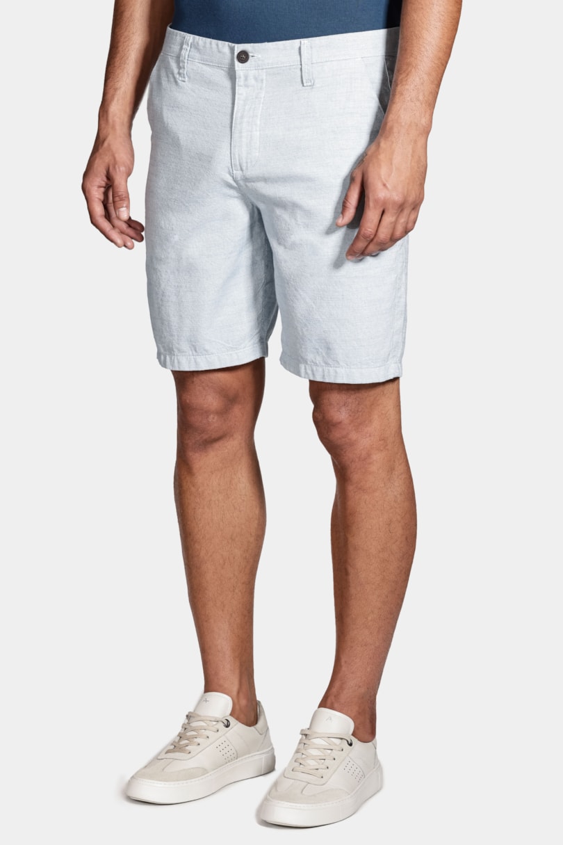 Bermuda Chino Clássica Oxford Azul Médio