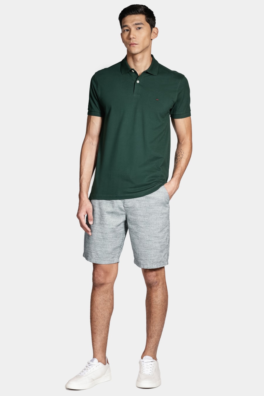 Bermuda Chino Clássica Oxford Verde Escuro — foto 2 de 5