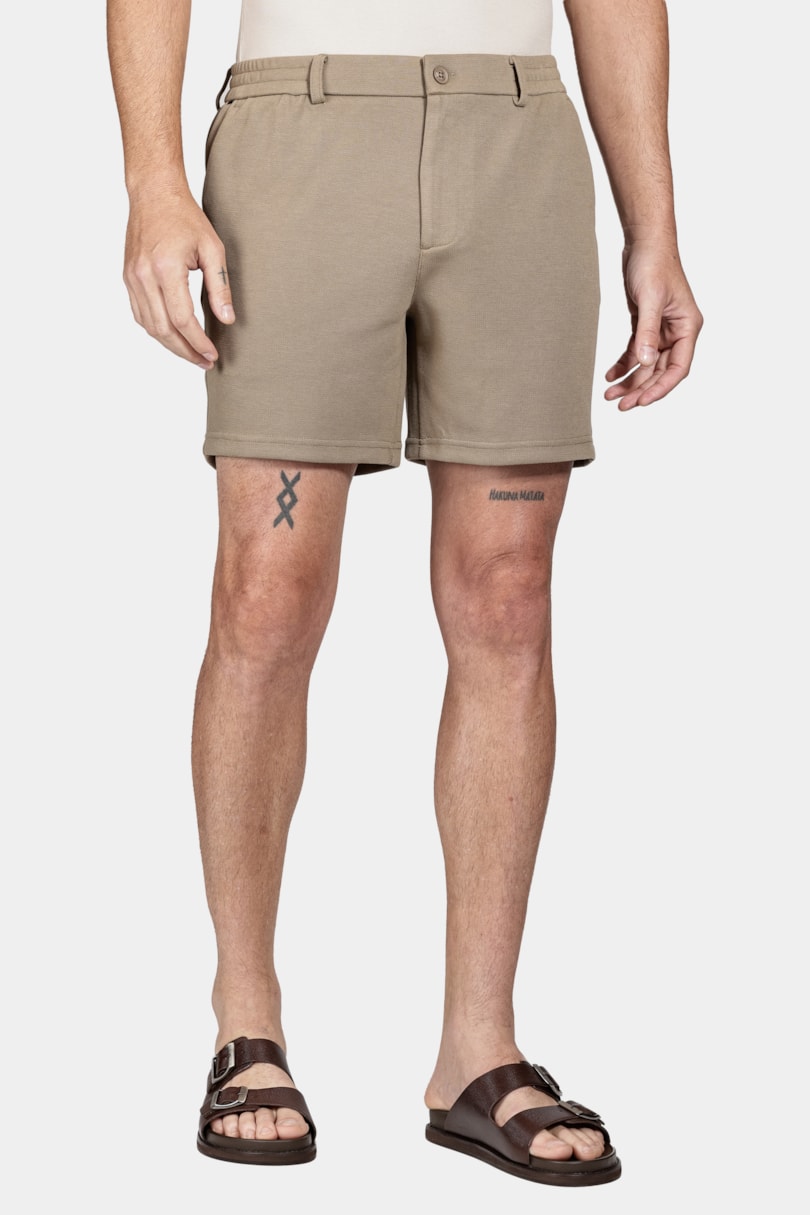 Bermuda Chino Comfort Knit Textura Caqui