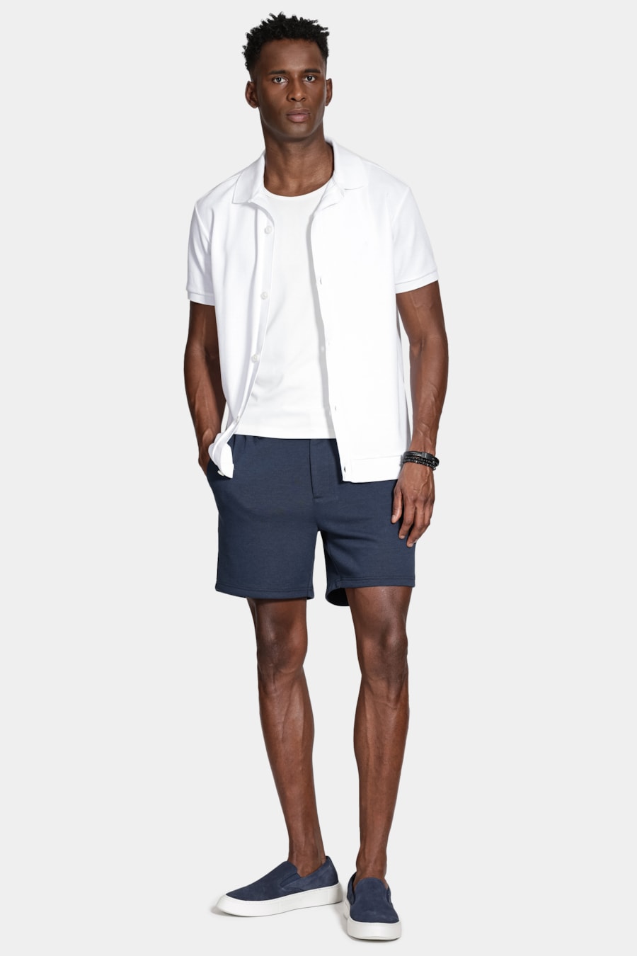 Bermuda Chino Comfort Knit Textura Marinho — foto 1 de 5