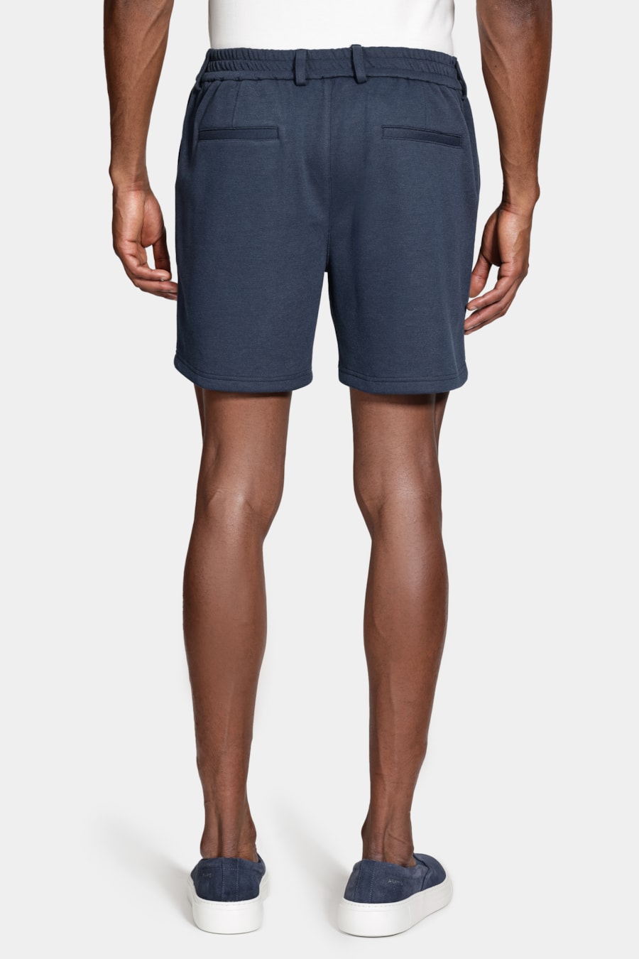 Bermuda Chino Comfort Knit Textura Marinho — foto 4 de 5
