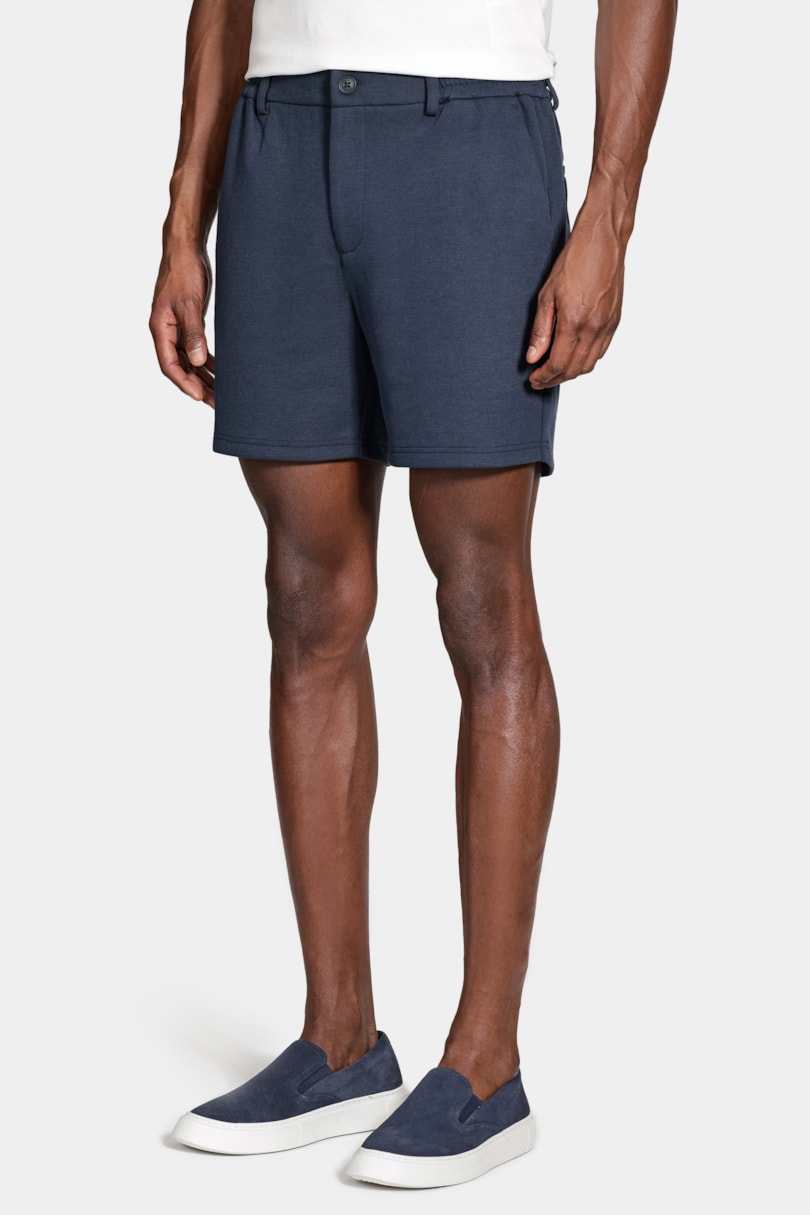 Bermuda Chino Comfort Knit Textura Marinho