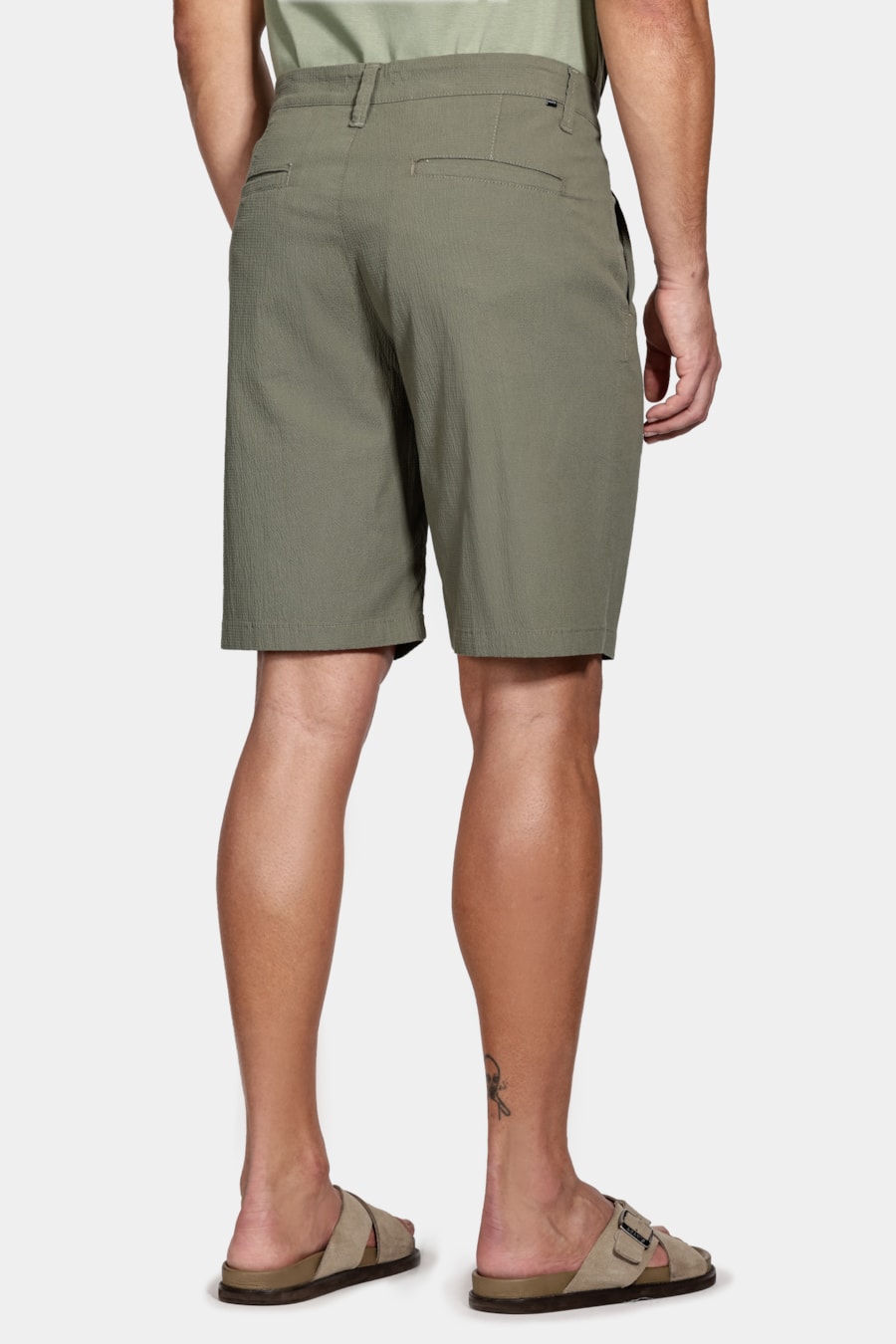 Bermuda Chino Curta Seersucker Verde Militar — foto 5 de 6