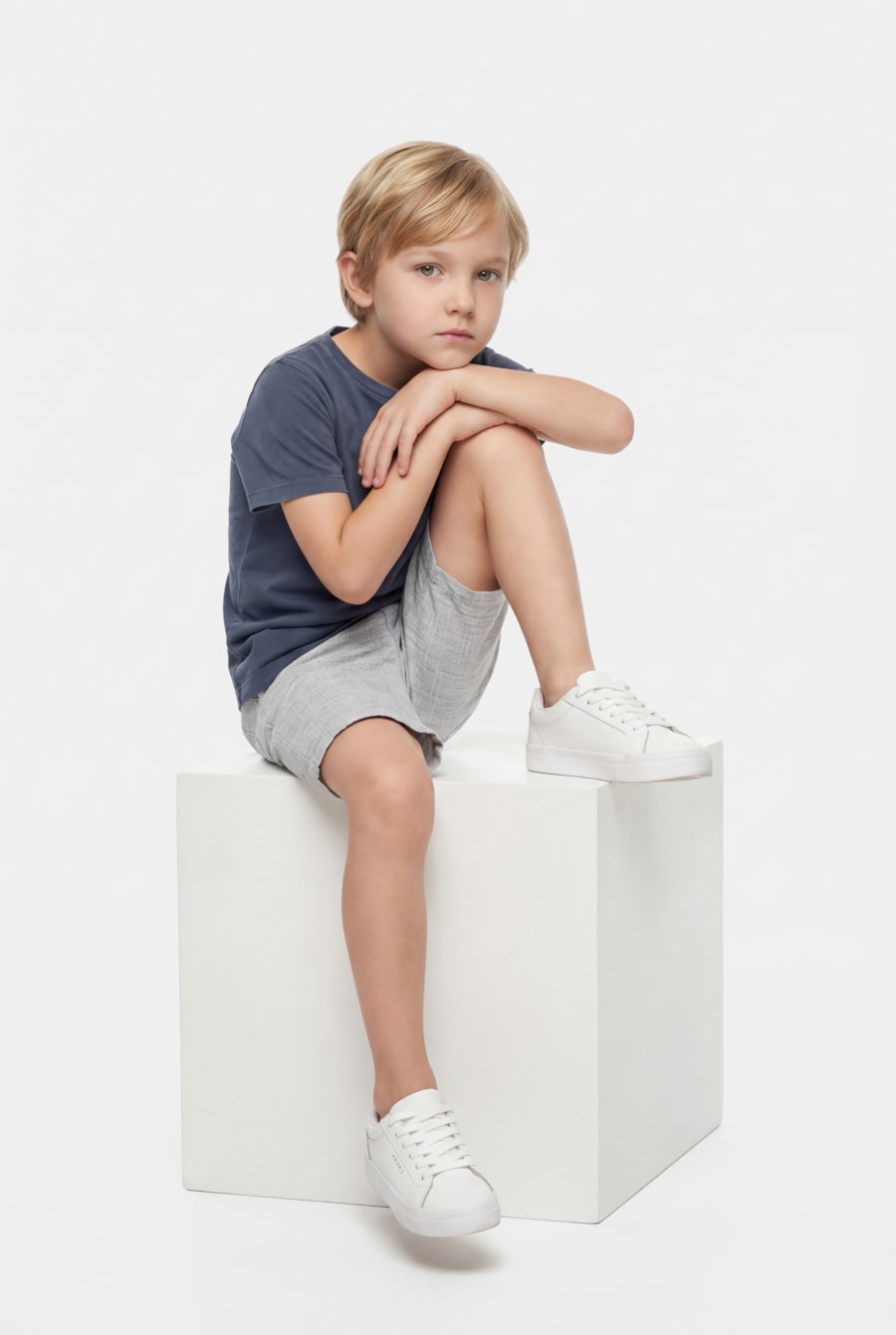 Bermuda Chino Infantil Algodão Flamê Marinho — foto 2 de 7