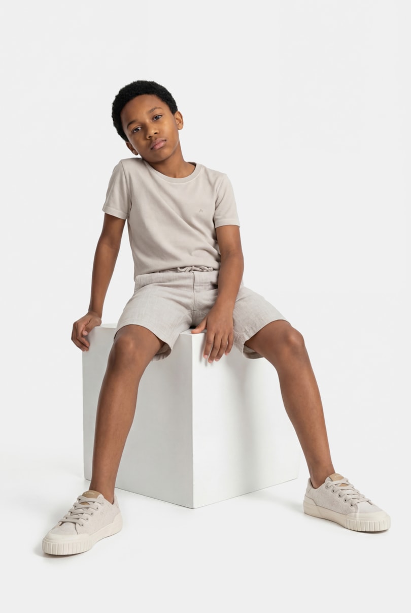 Bermuda Chino Infantil Algodão Flamê Off White