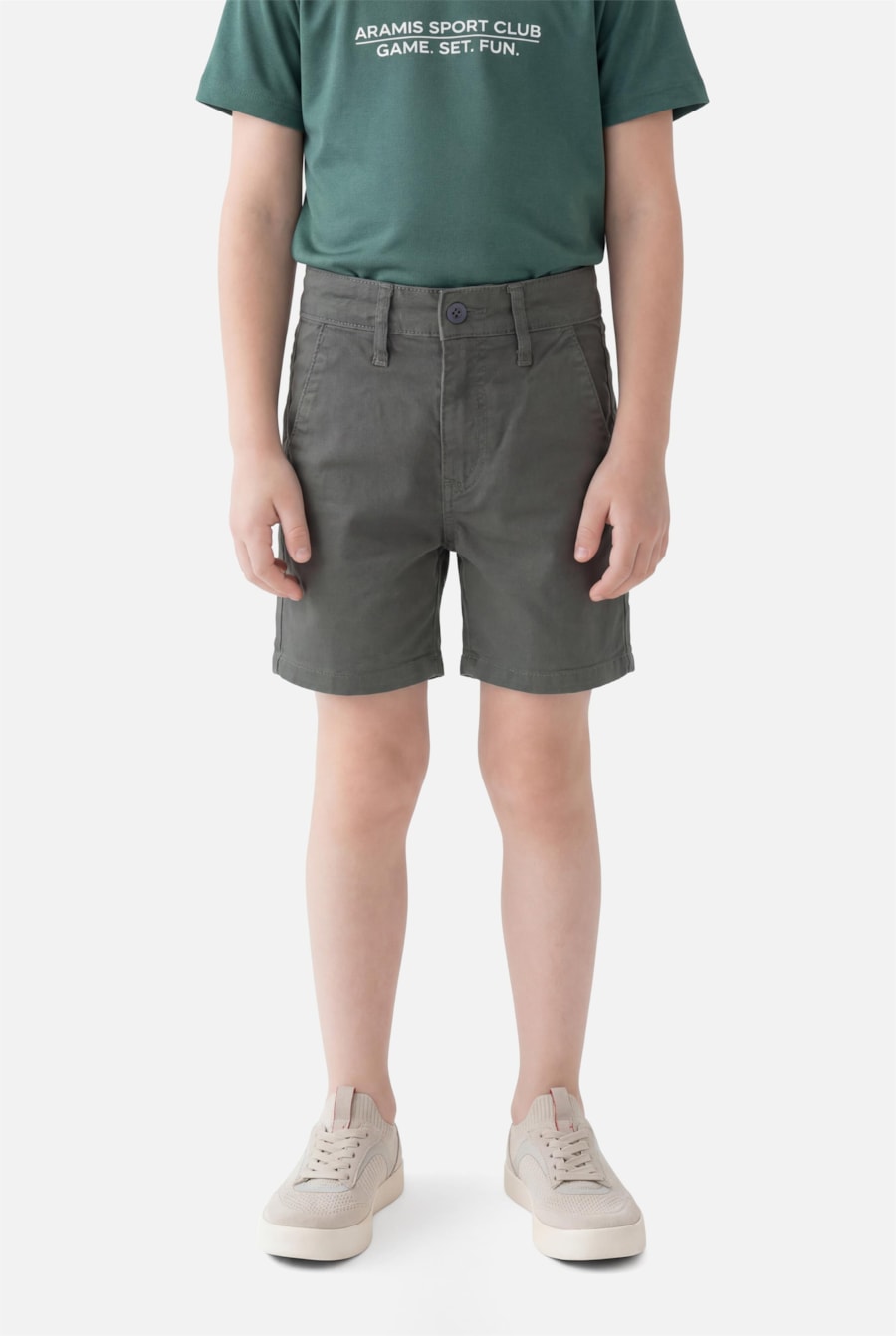 Bermuda Chino Infantil Bolso Reto Agave — foto 1 de 4