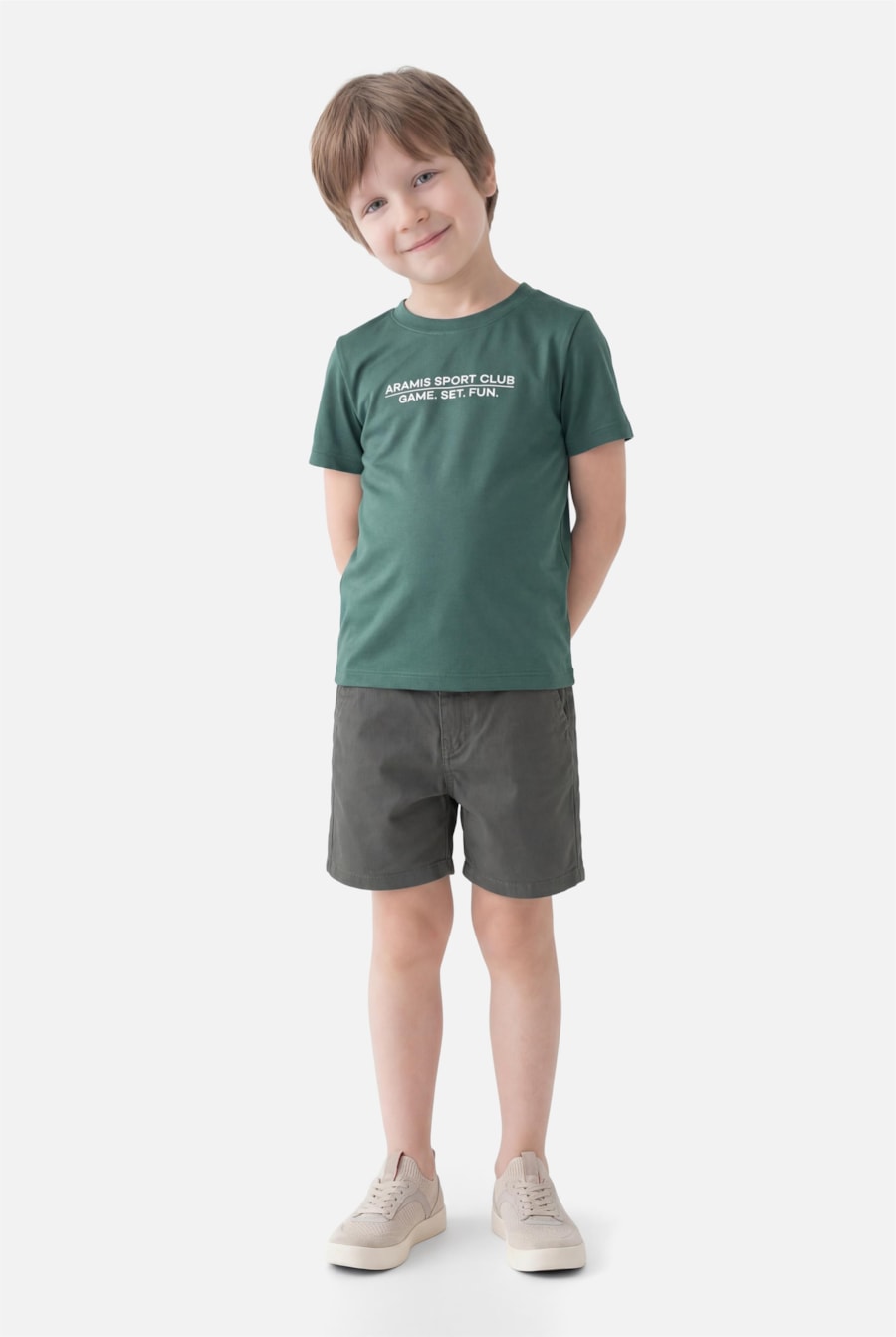 Bermuda Chino Infantil Bolso Reto Agave — foto 2 de 4