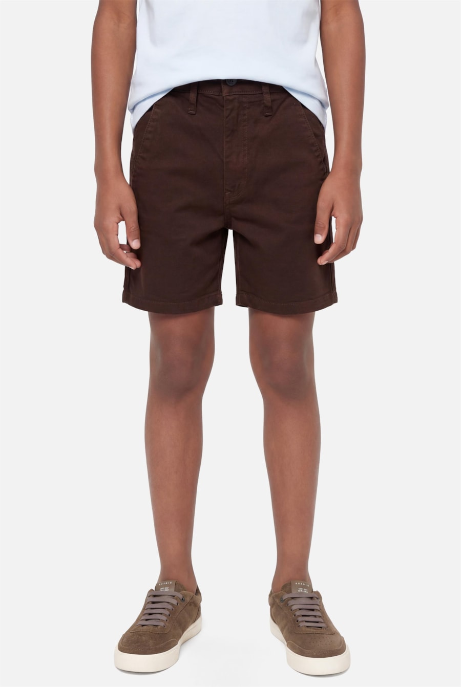 Bermuda Chino Infantil Bolso Reto Cacau — foto 1 de 4