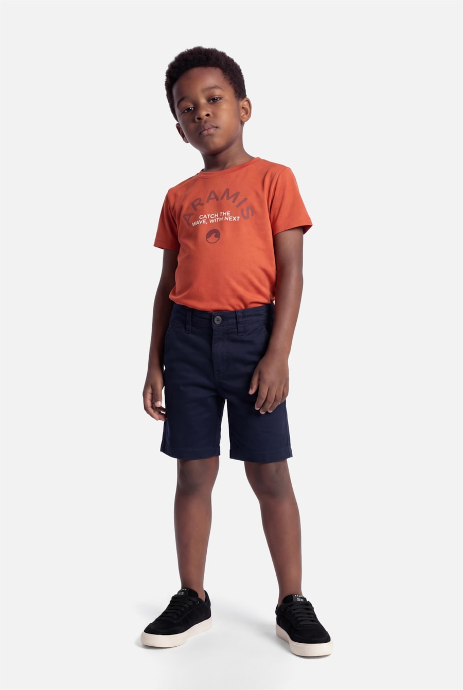 Bermuda Chino Infantil Bolso Reto Marinho — foto 2 de 7