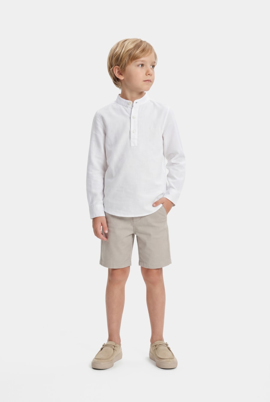 Bermuda Chino Infantil Color Sarjada Areia — foto 2 de 7
