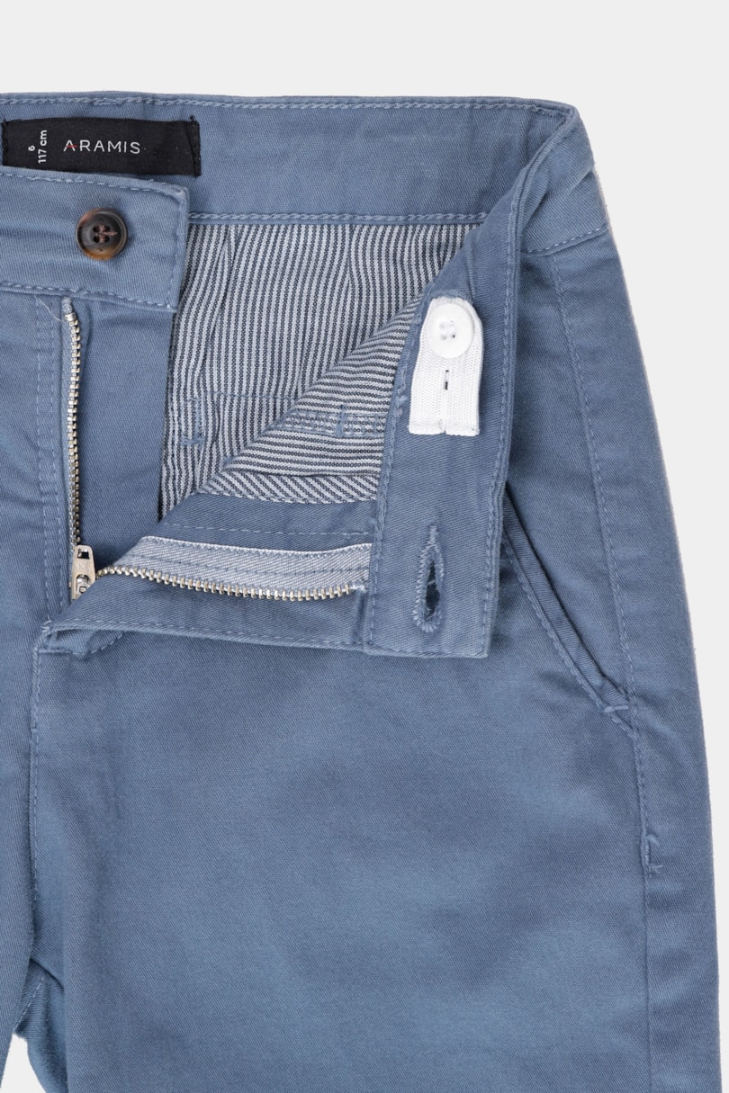 Bermuda Chino Infantil Color Sarjada Azul Indigo
