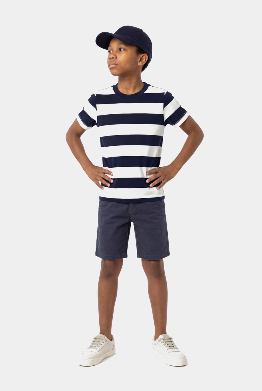 Bermuda Chino Infantil Color Sarjada Marinho — foto 2 de 8