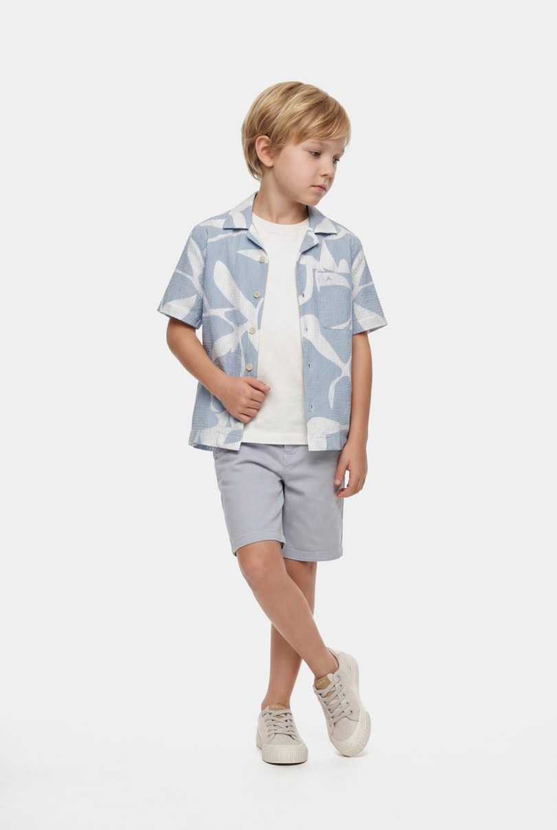 Bermuda Chino Infantil Color Sarjada Topazio - Não Ativar Mostruário