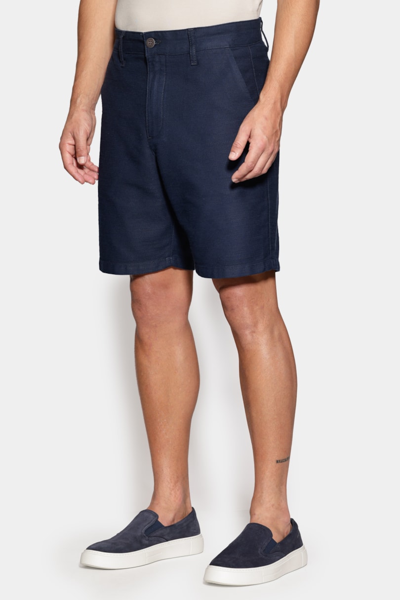 Bermuda Chino Maquineta Sólida Navy