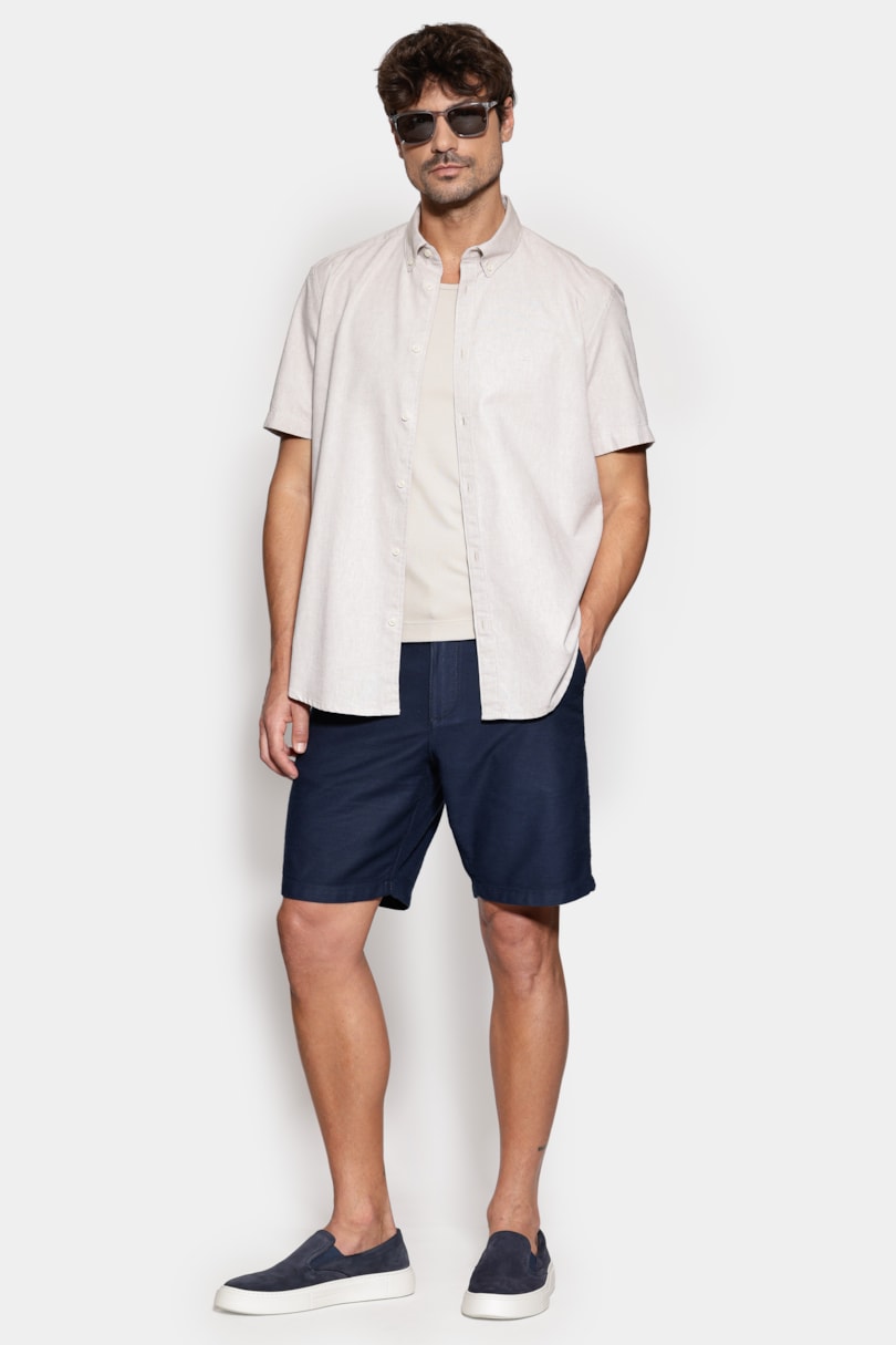 Bermuda Chino Maquineta Sólida Navy
