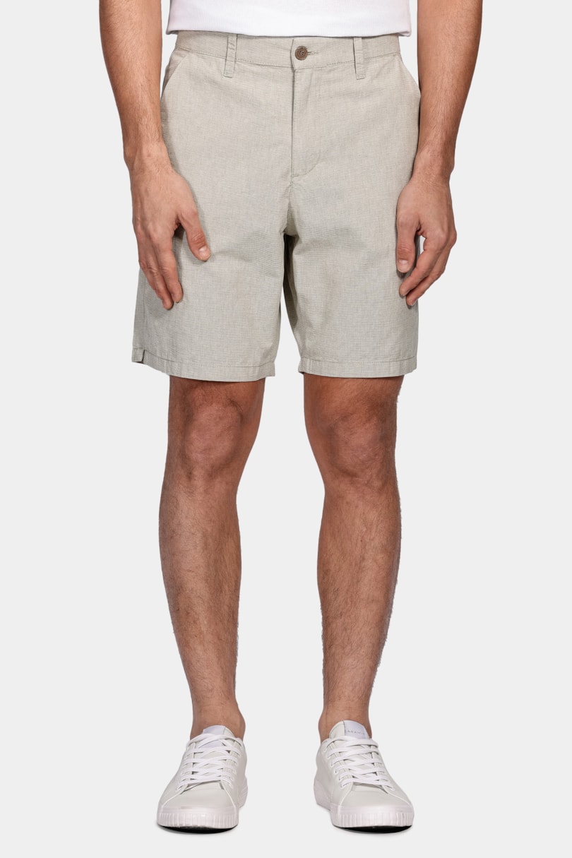 Bermuda Chino Média Stripes Verde Oliva