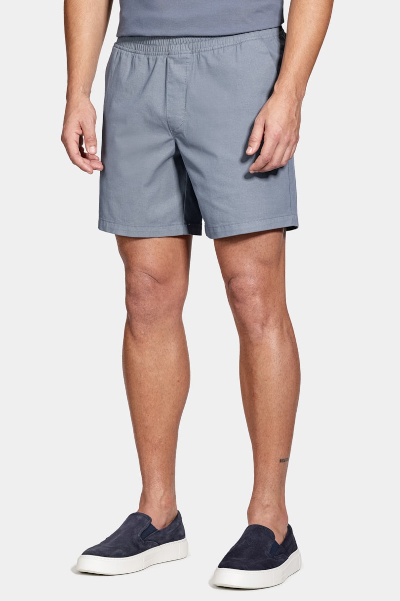 Bermuda Elástico Color Algodão Azul Indigo
