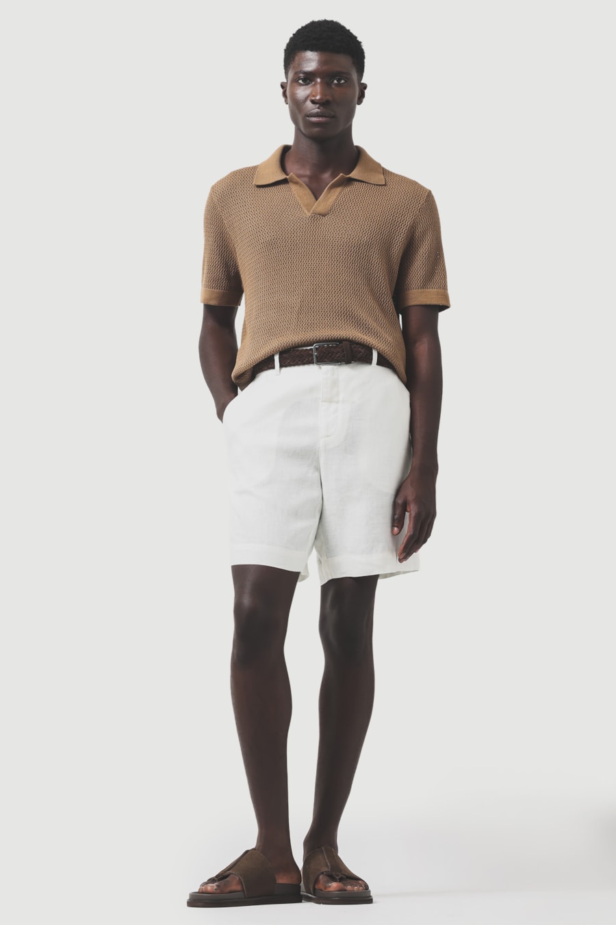 Bermuda Meio Elástico Linho Off White — foto 2 de 7