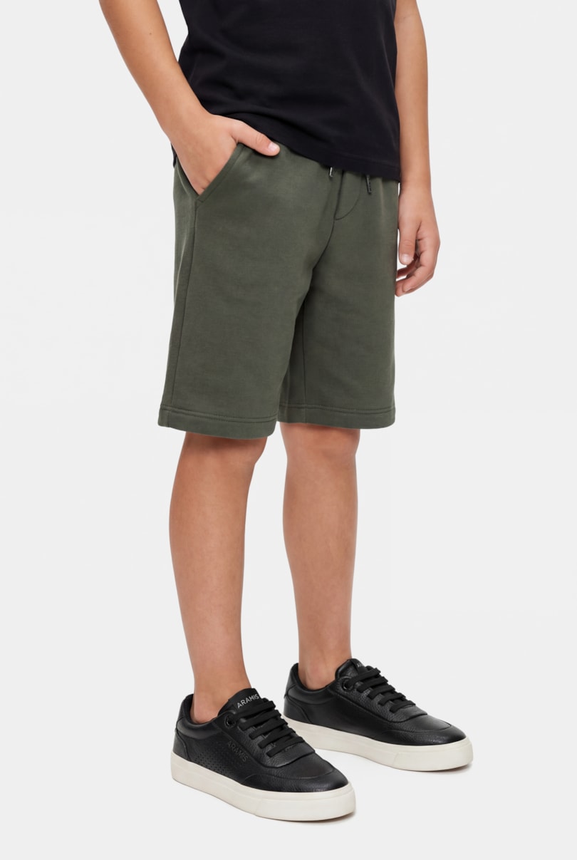 Bermuda Moletom Infantil Reta Verde Militar