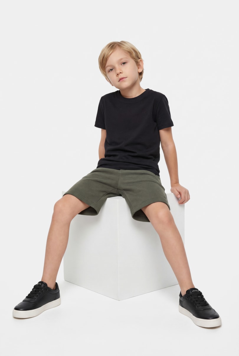 Bermuda Moletom Infantil Reta Verde Militar
