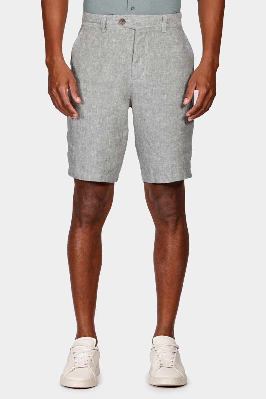 Bermuda Resort Linho Bolso Faca Verde Folha Seca — foto 1 de 5