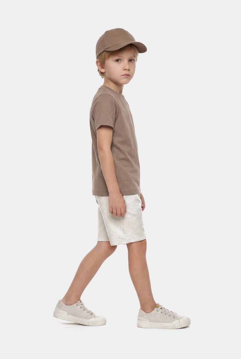 Bermuda Reta Infantil Moletom Com Linho Natural