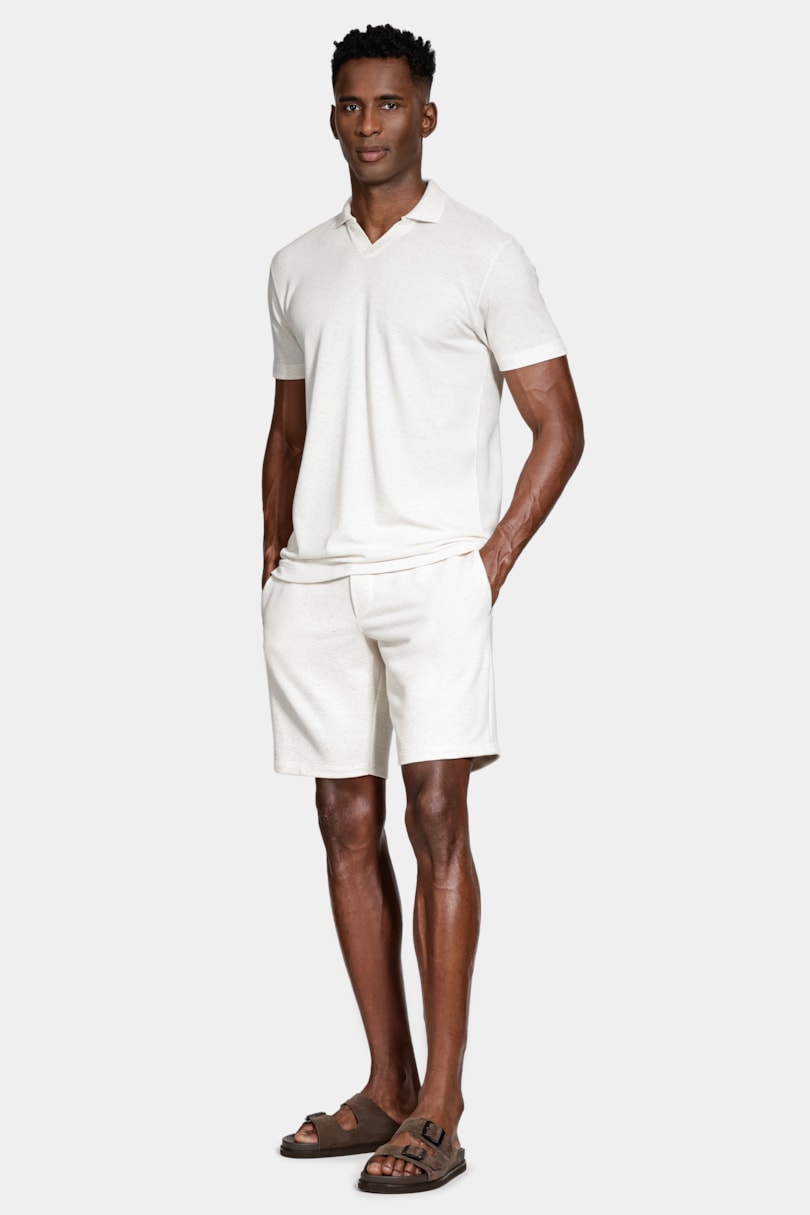 Bermuda Reta Moletom Cordão Natural
