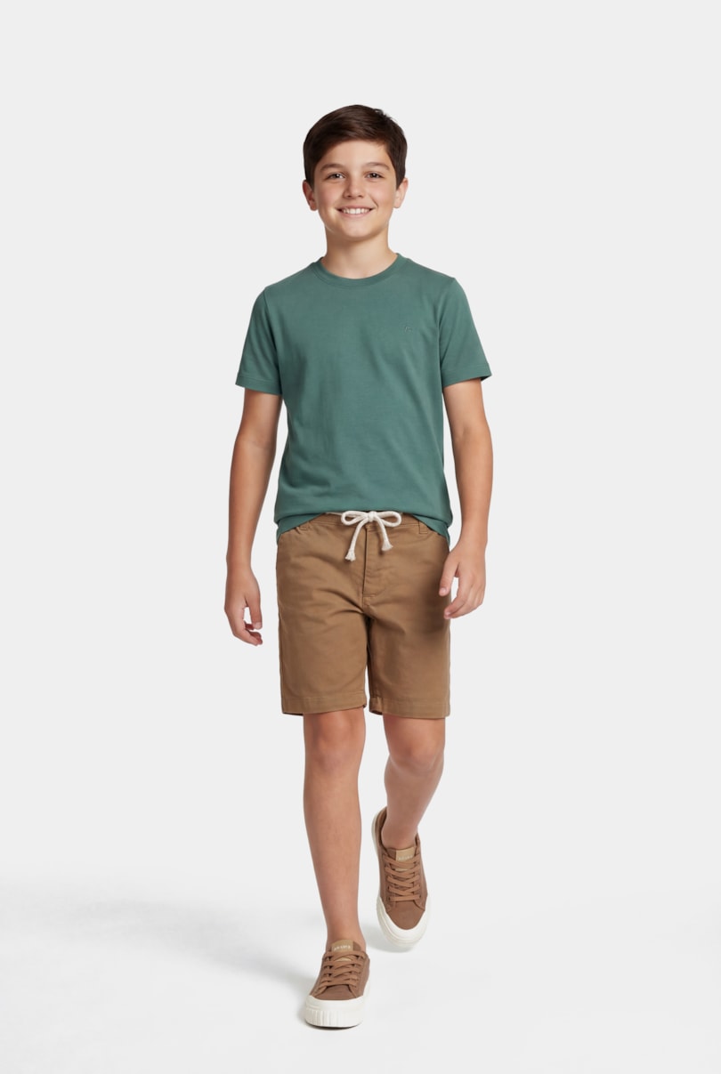 Bermuda Sarja Chino Infantil Maquinetada Caqui