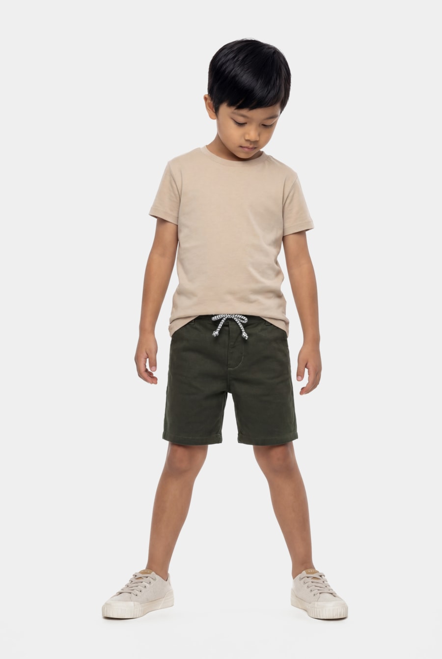Bermuda Sarja Chino Infantil Maquinetada Verde Militar — foto 2 de 4