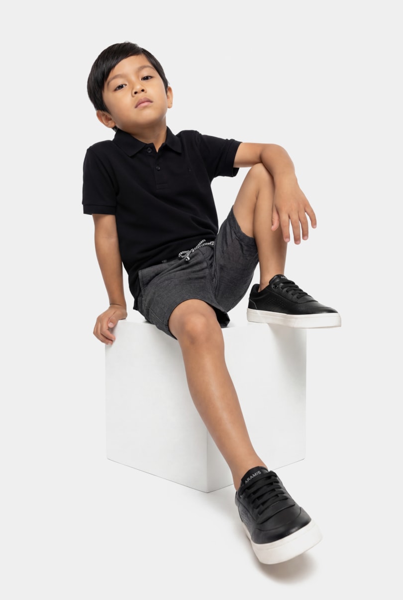 Bermuda Sarja Chino Infantil Preto