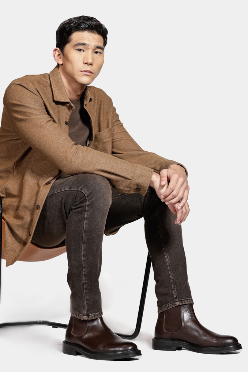 Bota de Couro Chelsea Café