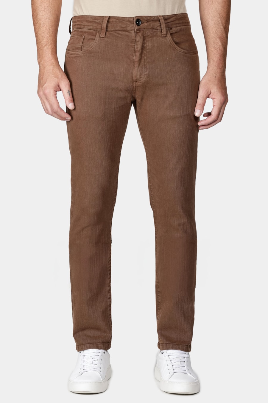 Calça 5 Pockets Sarja Textura Cáqui — foto 1 de 5