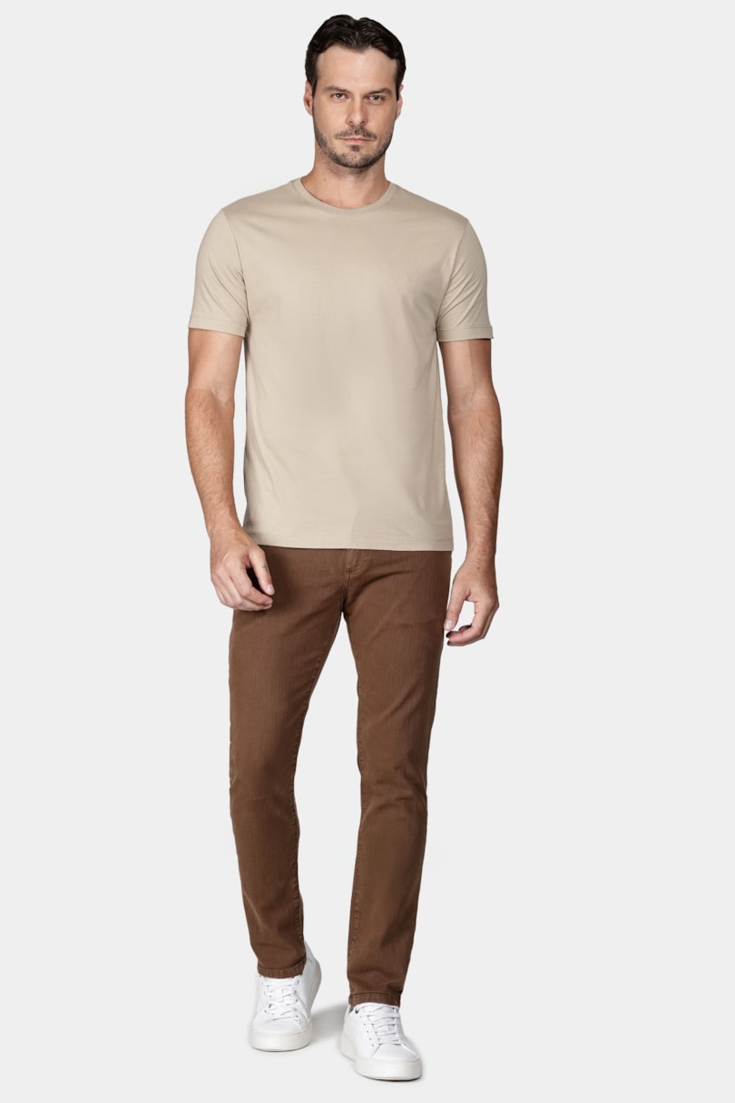 Calça 5 Pockets Sarja Textura Cáqui