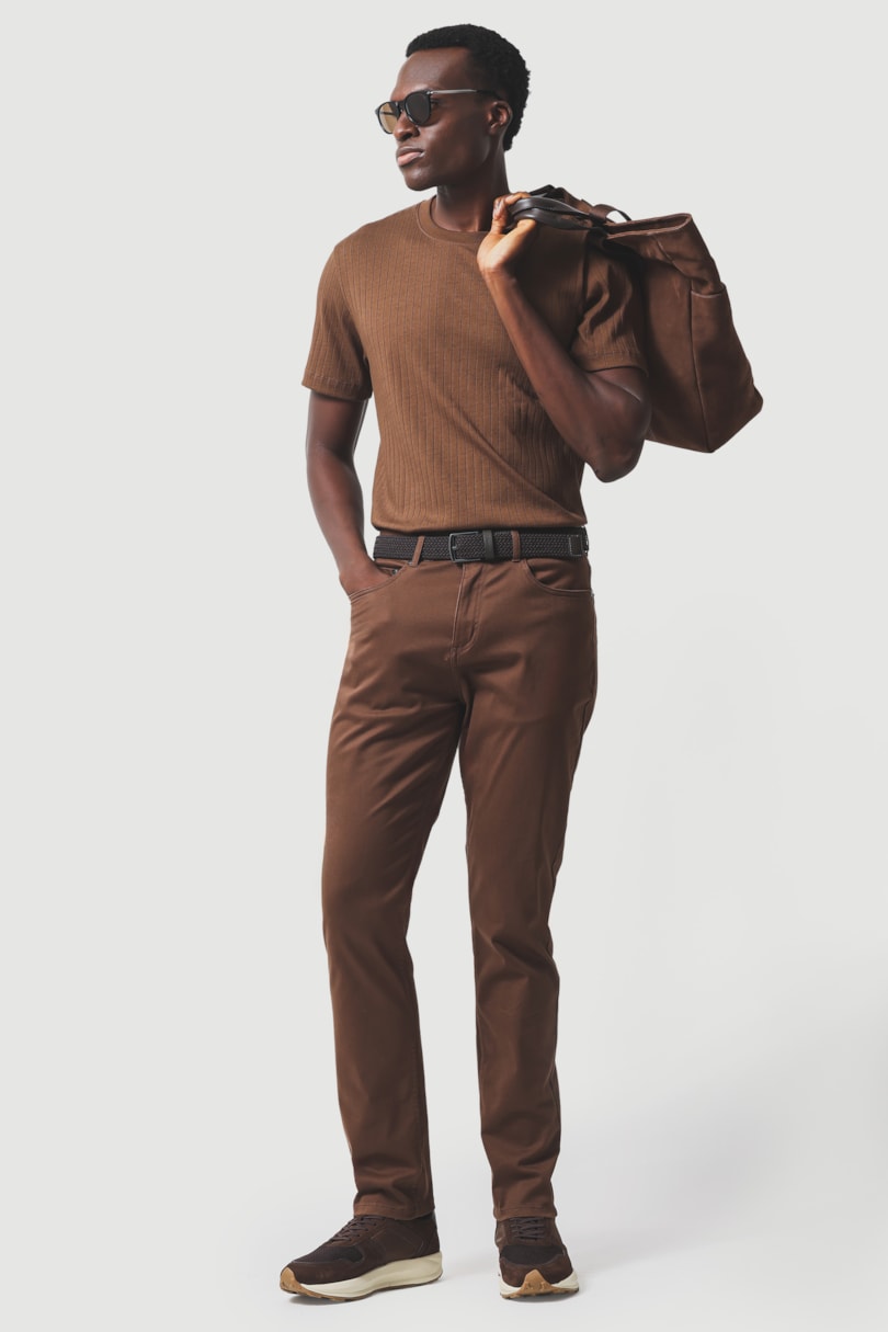 Calça 5 Pockets Slim Color Comfort Café
