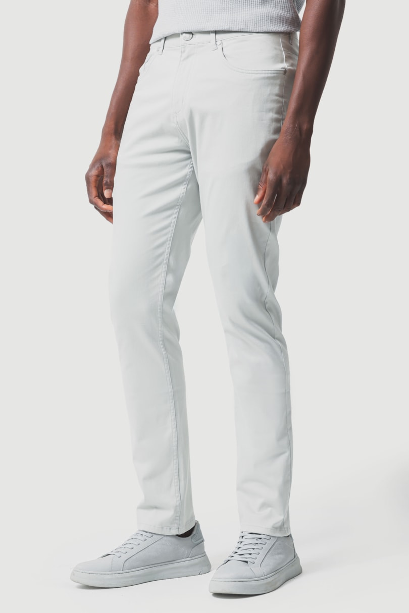 Calça 5 Pockets Slim Color Comfort Cinza Claro