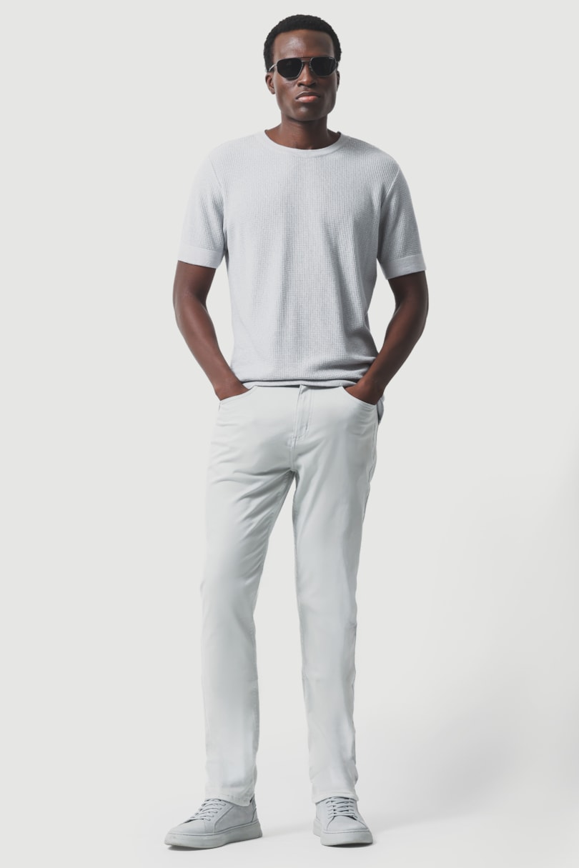 Calça 5 Pockets Slim Color Comfort Cinza Claro