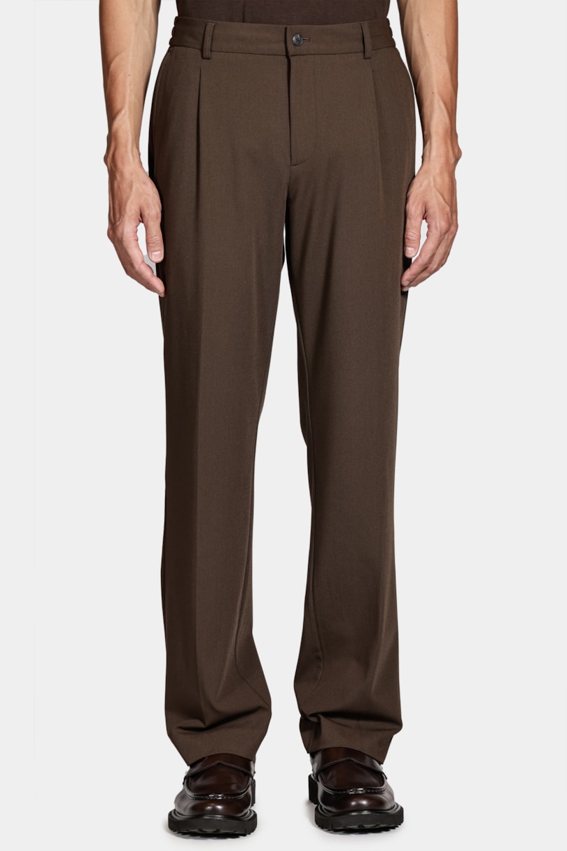 Calça Alfaiataria Cós Elástico e Bolsos Café