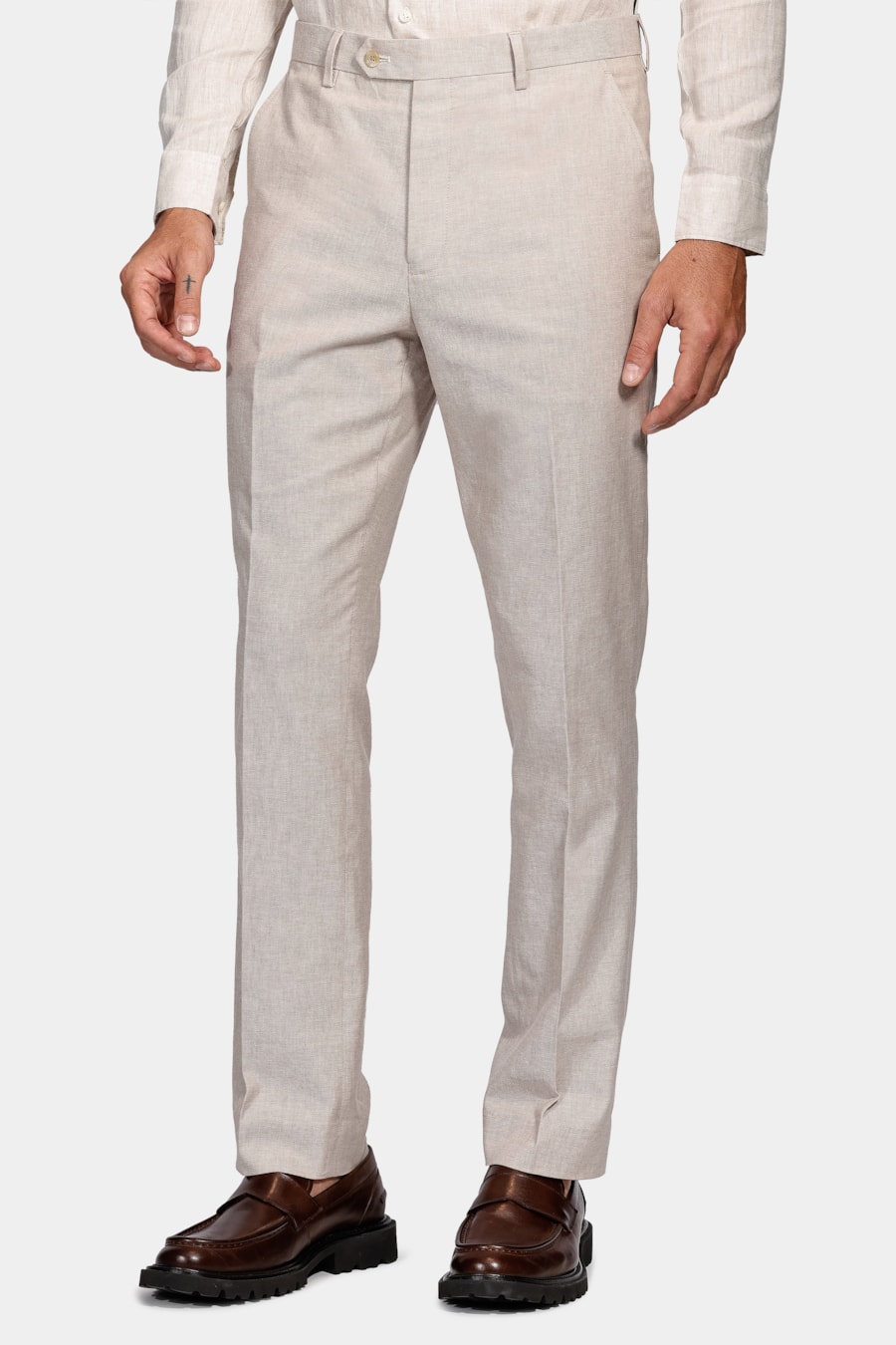 Calça Alfaiataria Linho Oxford Slim Cáqui — foto 1 de 7