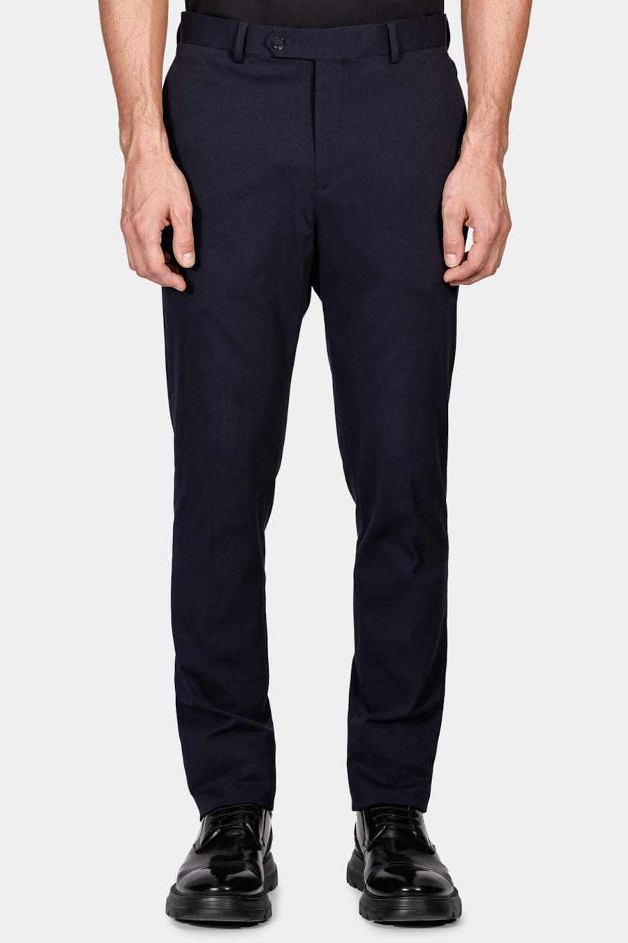 Calça Alfaiataria Malha Lisa Slim Marinho — foto 1 de 4