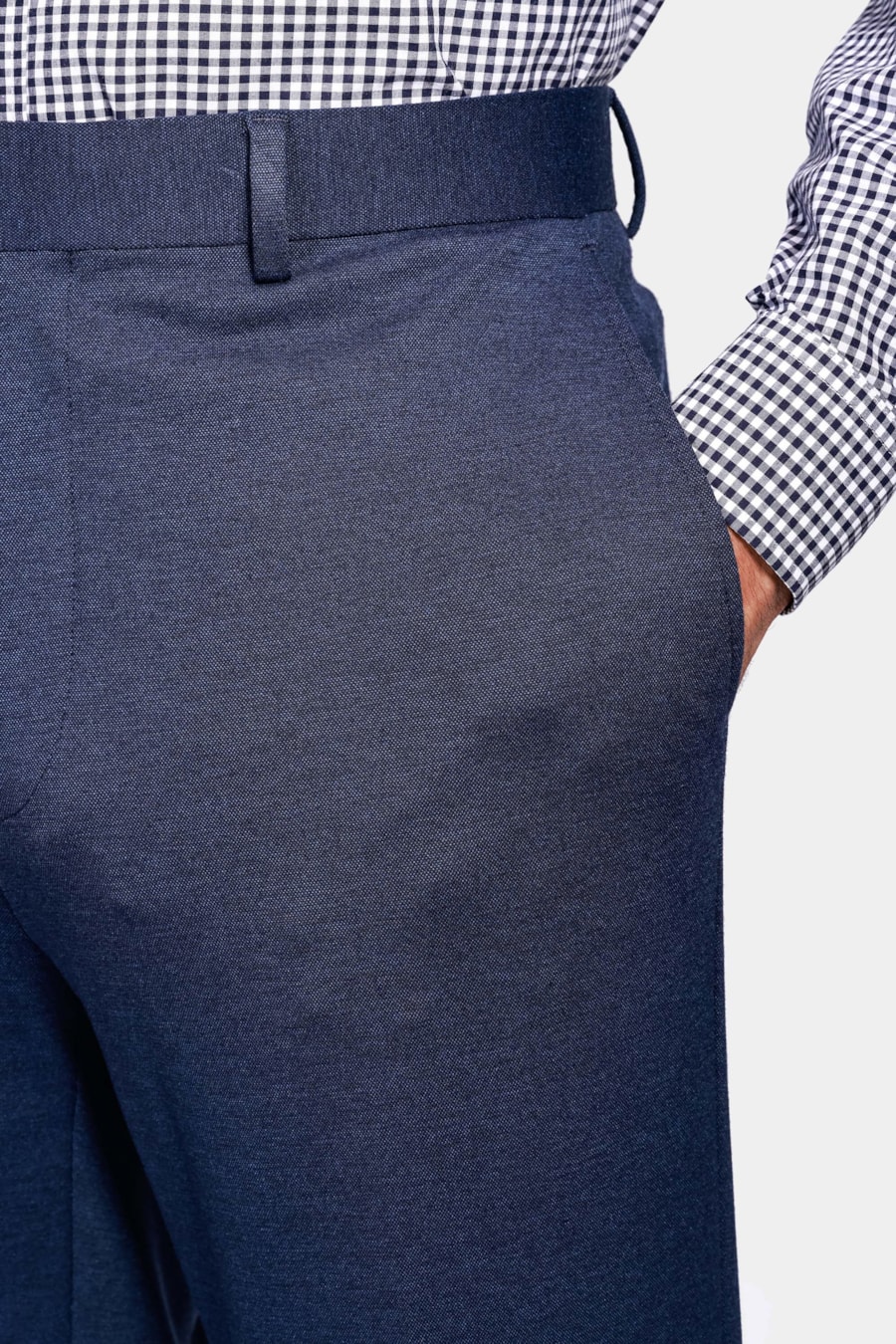 Calça Alfaiataria Malha Mescla Slim Azul Mescla — foto 4 de 6